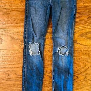 Hollister Women's Distressed High Rise‎ legging  Jeans - Dark Blue
